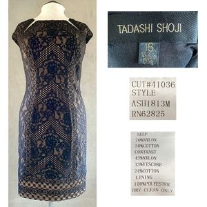 TADASHI SHOJI  KATORI Black Lace Sheath Dress EUC